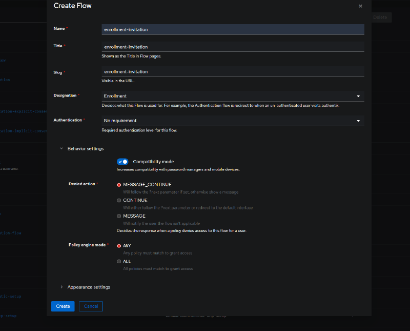 Authentik login screen