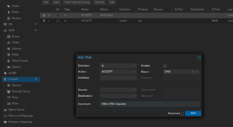 Разрешить запросы по DNS